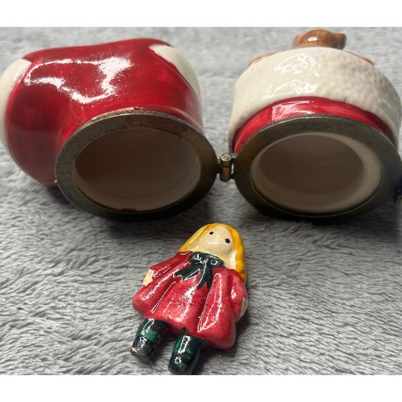 Christmas‎ Stocking Stuffed With Toys Hinged Trinket Box With Doll Trinket - Picture 7 of 11